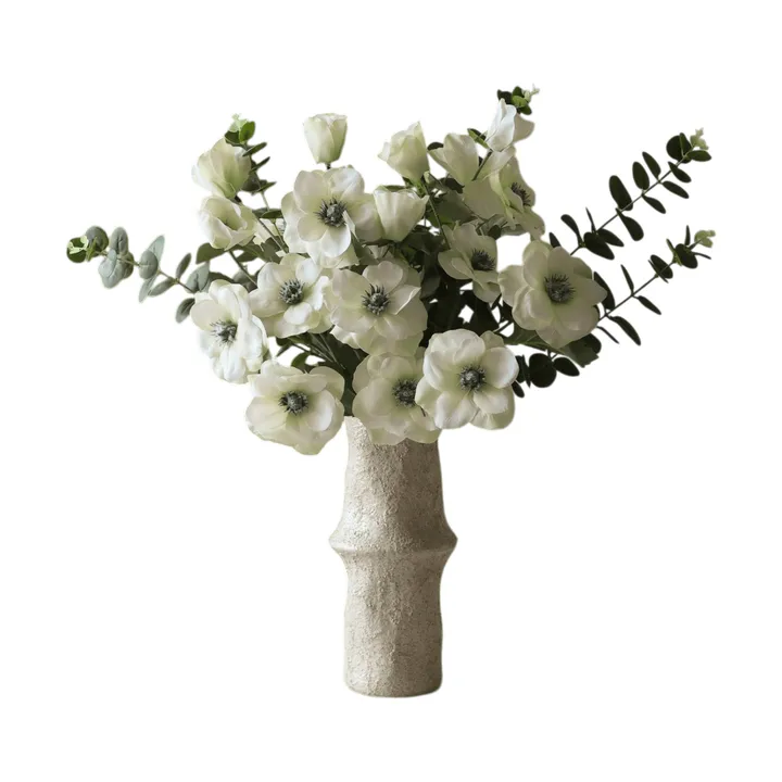 White Satin kunstig bukett - Anemone-eukalyptus 9 stk - Botané