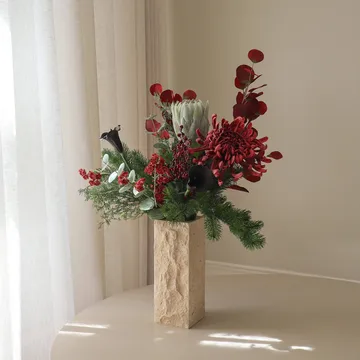 Wild winter kunstig bukett - Protea, edderkoppkrysantemum, kalla, eukalyptus, 84 cm - Botané
