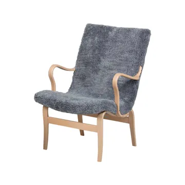 Eva lav lenestol med armlener - saueskinn scandinavian grey, klarlakkert bøk - Bruno Mathsson International