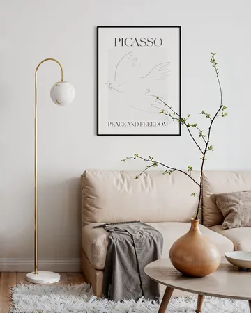 Bellagio gulvlampe 163 cm - Messing-hvit - By Rydéns