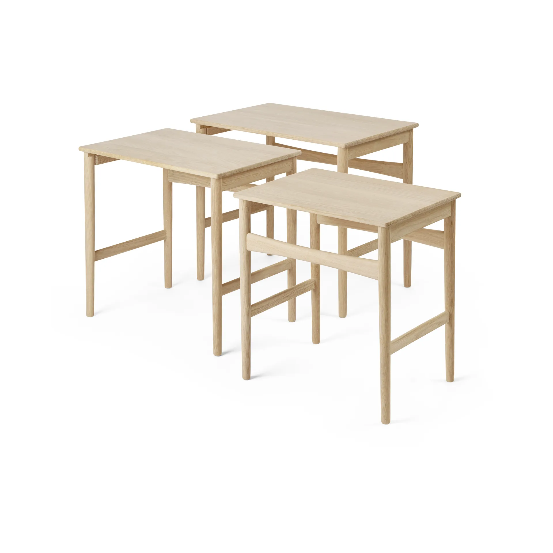 CH004 nesting tables satsbord, Hvitskurt eik Carl Hansen & Søn