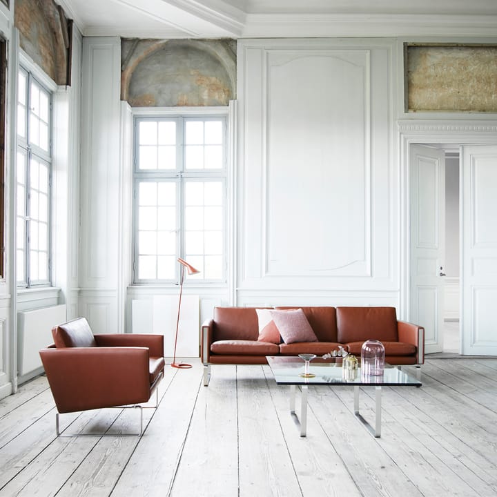 CH103 sofa 3-seter, Sif 92 skinn-rustfritt stål Carl Hansen & Søn