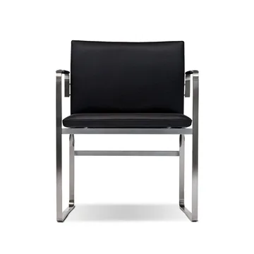 CH111 armlenestol - Loke 7150 svart lær-rostfritt stativ - Carl Hansen & Søn
