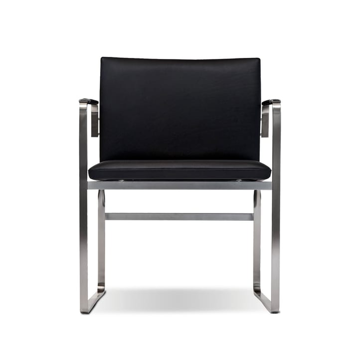 CH111 armlenestol - Svart lær-rostfritt stativ - Carl Hansen & Søn