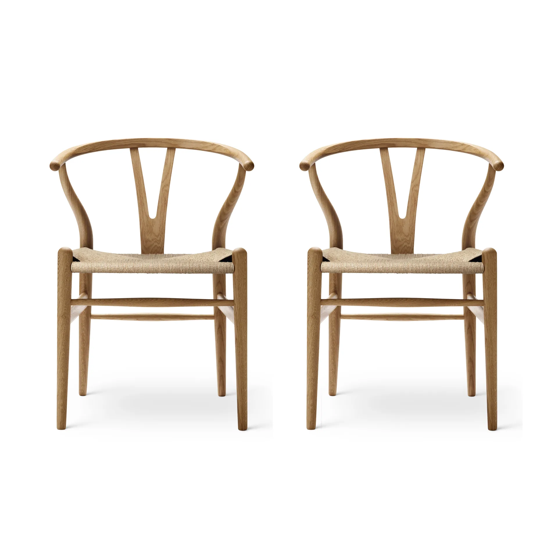 CH24 Y-stol, Oljet eik-naturflettet, 2-pakning,  Carl Hansen & Søn