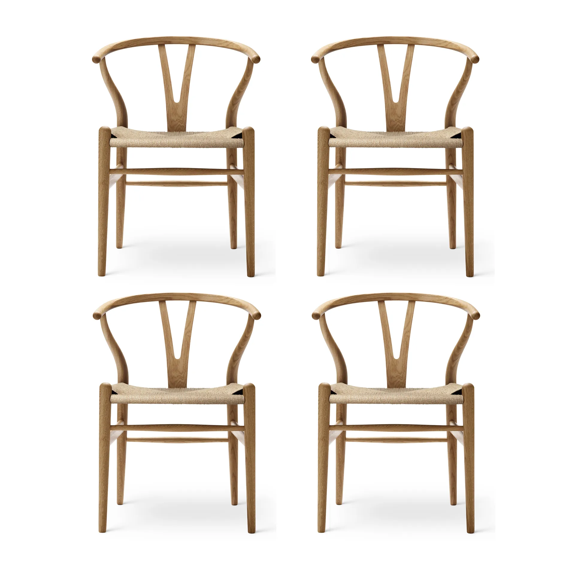 CH24 Y-stol, Oljet eik-naturflettet, 4-pakning,  Carl Hansen & Søn