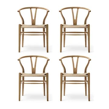 CH24 Y-stol, Oljet eik-naturflettet, 4-pakning - Carl Hansen & Søn