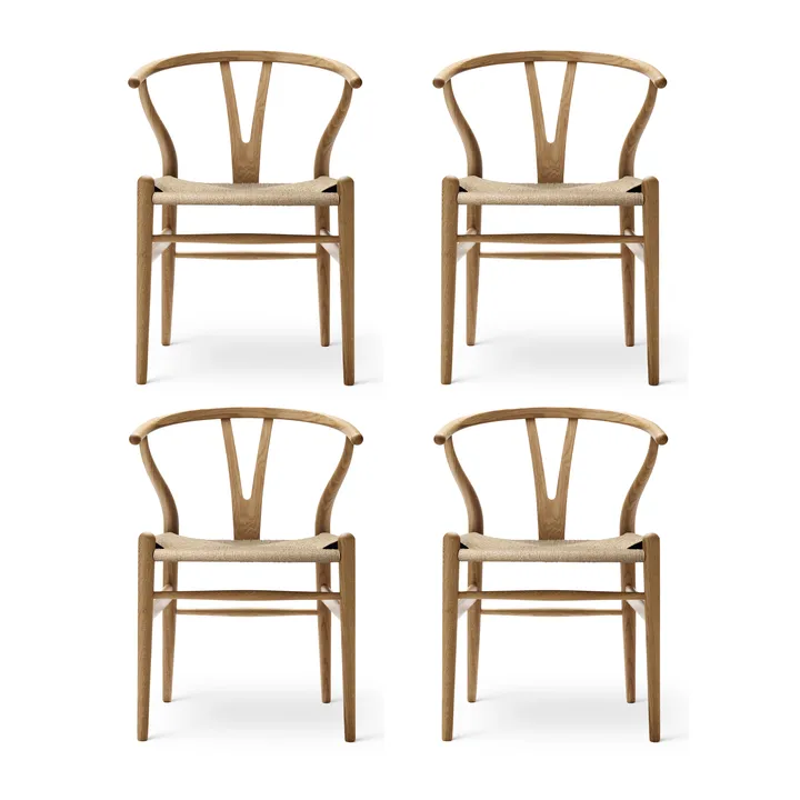CH24 Y-stol, Oljet eik-naturflettet, 4-pakning - Carl Hansen & Søn