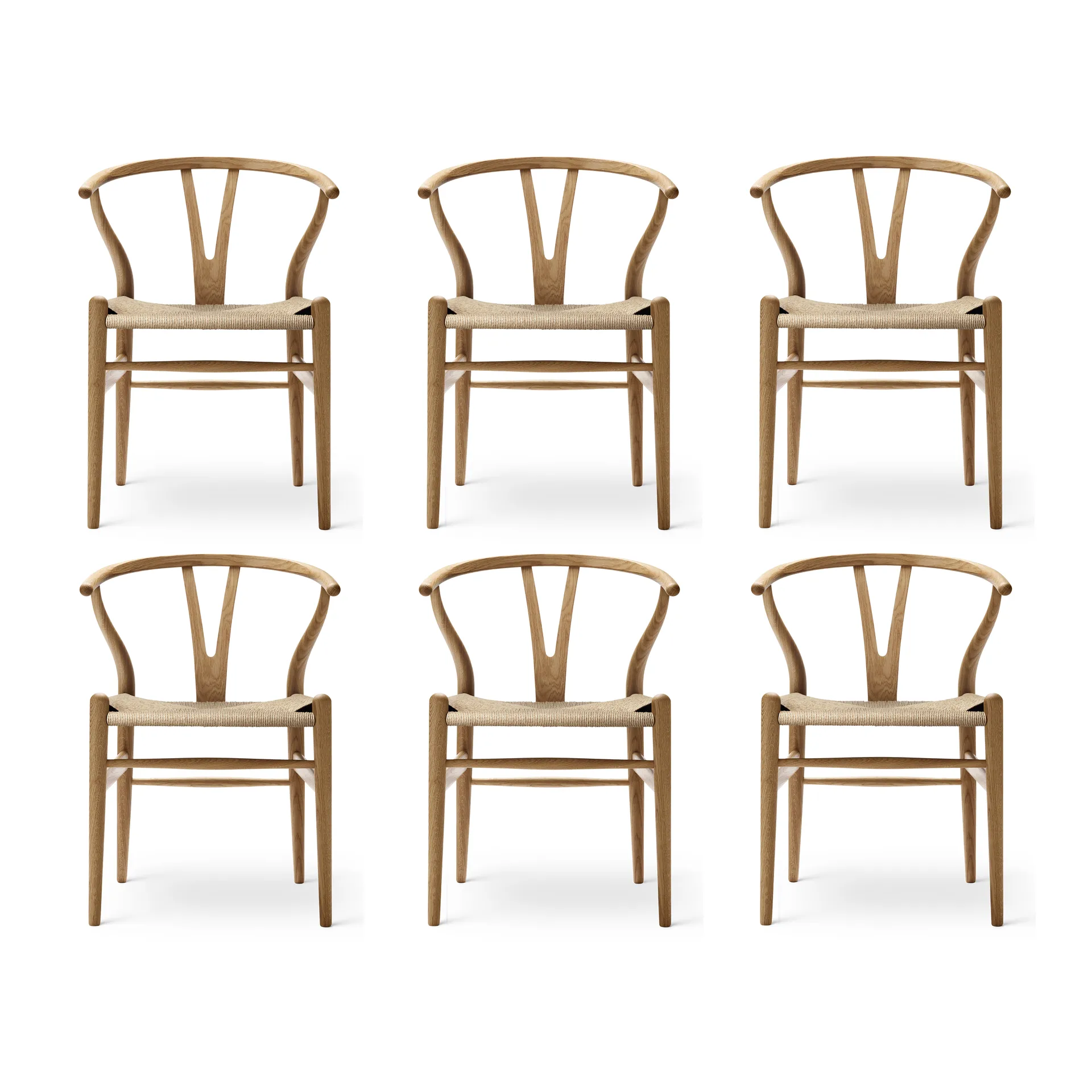 CH24 Y-stol, Oljet eik-naturflettet, 6-pakning Carl Hansen & Søn