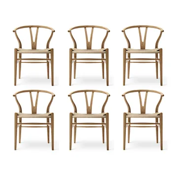 CH24 Y-stol, Oljet eik-naturflettet, 6-pakning - Carl Hansen & Søn