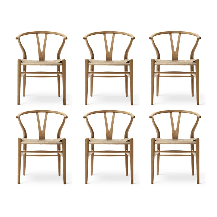 CH24 Y-stol, Oljet eik-naturflettet, 6-pakning - Carl Hansen & Søn