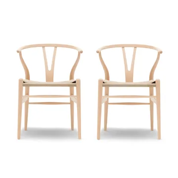CH24 Y-stol - Såpet bøk-naturflettet, 2-pakning - Carl Hansen & Søn