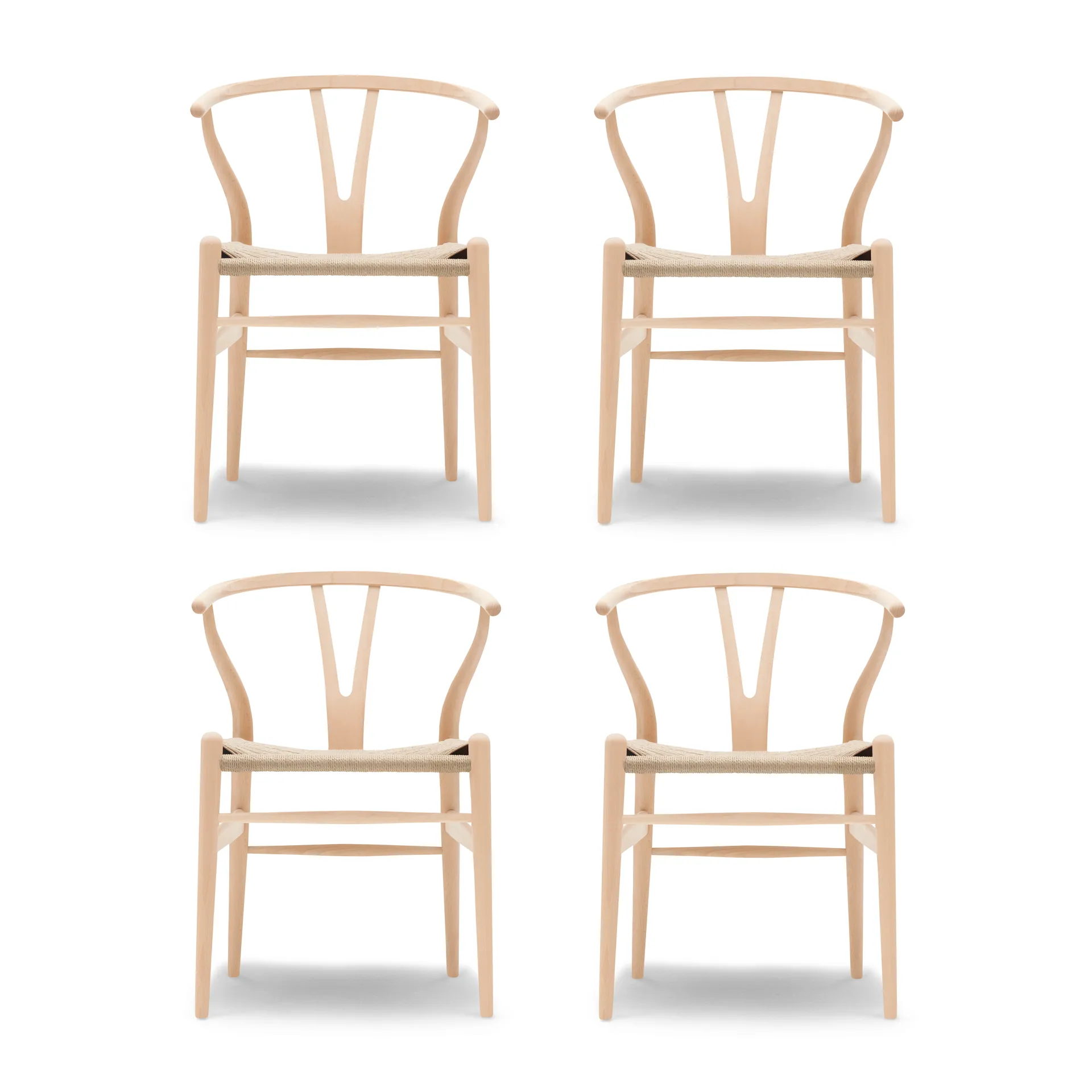 CH24 Y-stol - Såpet bøk-naturflettet, 4-pakning,  Carl Hansen & Søn