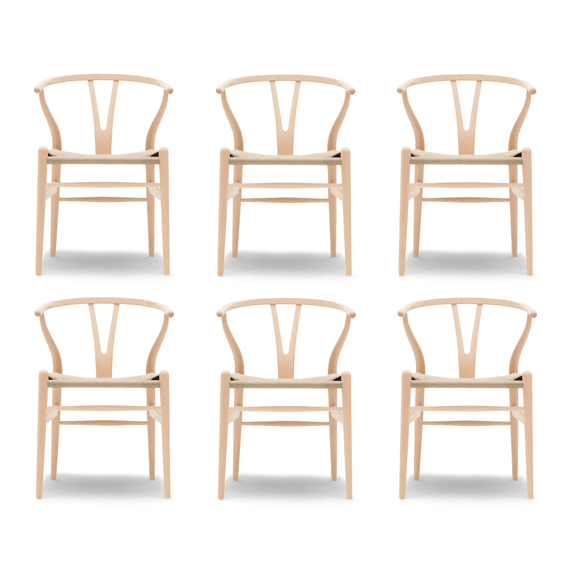 CH24 Y-stol - Såpet bøk-naturflettet, 6‑pakning Carl Hansen & Søn