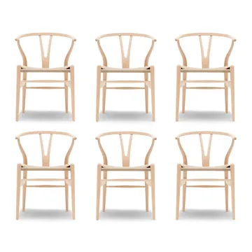 CH24 Y-stol - Såpet bøk-naturflettet, 6‑pakning - Carl Hansen & Søn