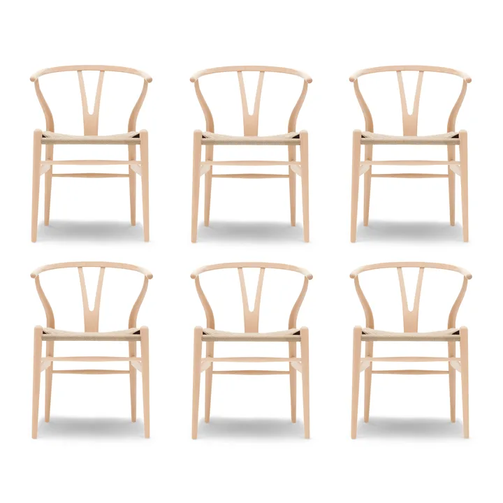 CH24 Y-stol - Såpet bøk-naturflettet, 6‑pakning - Carl Hansen & Søn