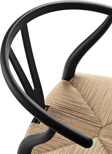 CH24 Y-stol Soft naturflettet sete, Black, 6-pack - Carl Hansen & Søn
