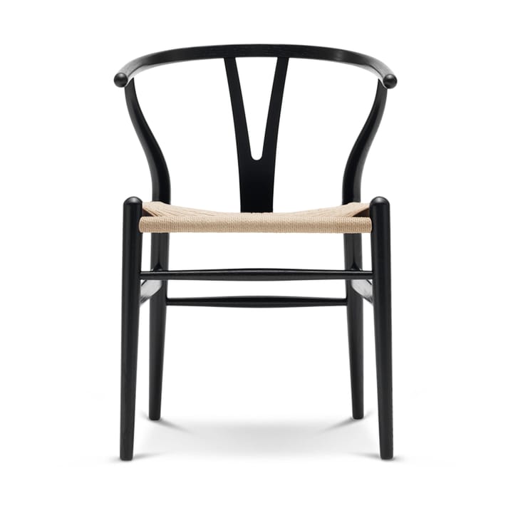 CH24 Y-stol - Svartlakkert eik-naturflettet sete - Carl Hansen & Søn