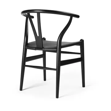 CH24P Y-stol - Lær Thor 301-svartlakkert eik - Carl Hansen & Søn