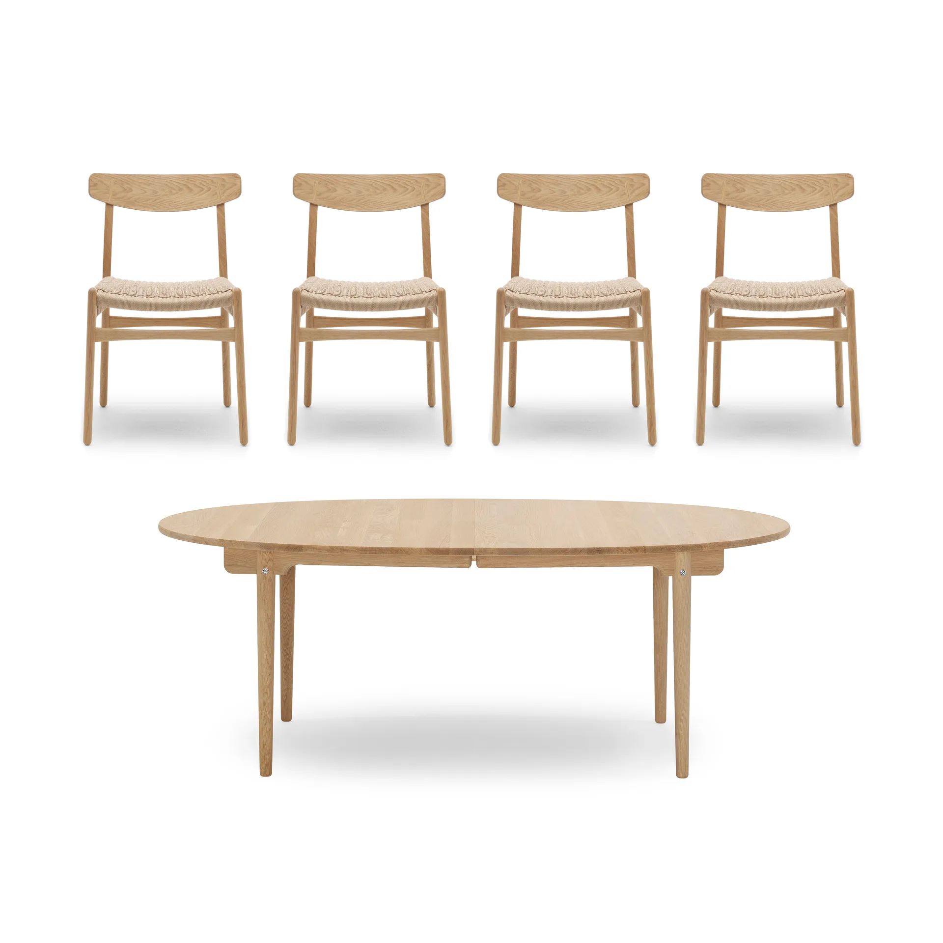 CH338 spisebord + CH23 stol 4-pakning - Oljet eik-natur,  Carl Hansen & Søn