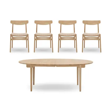 CH338 spisebord + CH23 stol 4-pakning - Oljet eik-natur - undefined - Carl Hansen & Søn