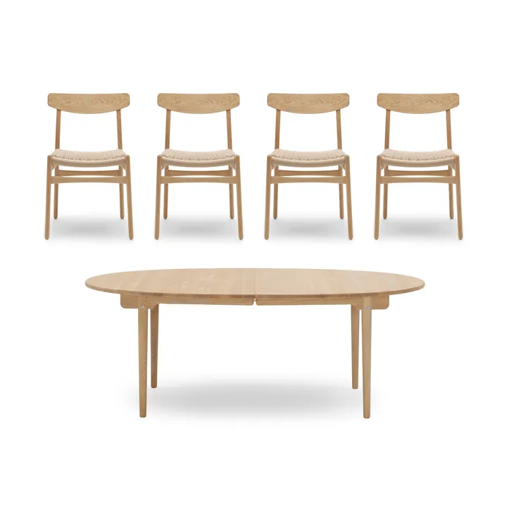 CH338 spisebord + CH23 stol 4-pakning - Oljet eik-natur - undefined - Carl Hansen & Søn