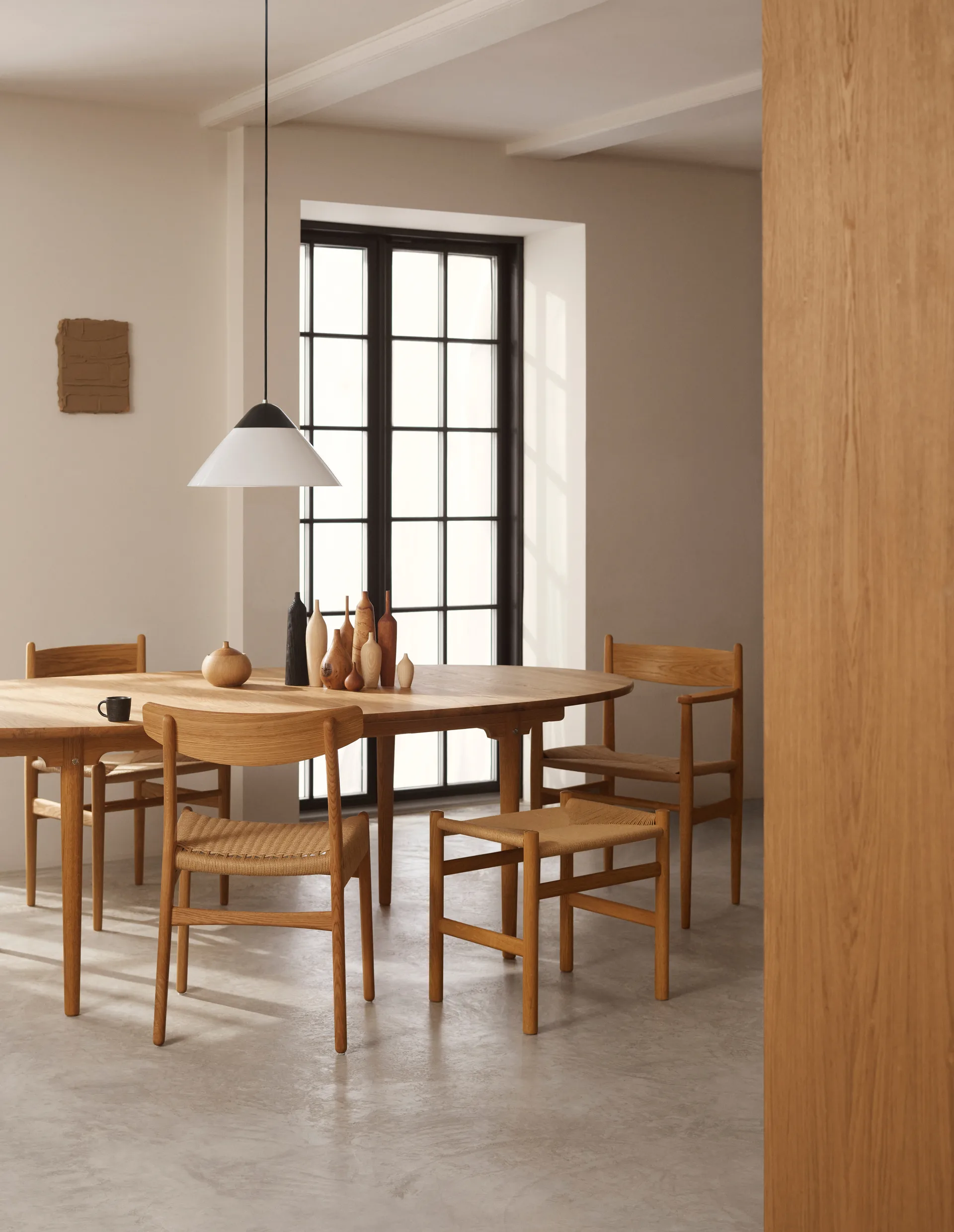 CH338 spisebord & ilegg + CH23 stol 4-pakning – Teak-eik Carl Hansen & Søn