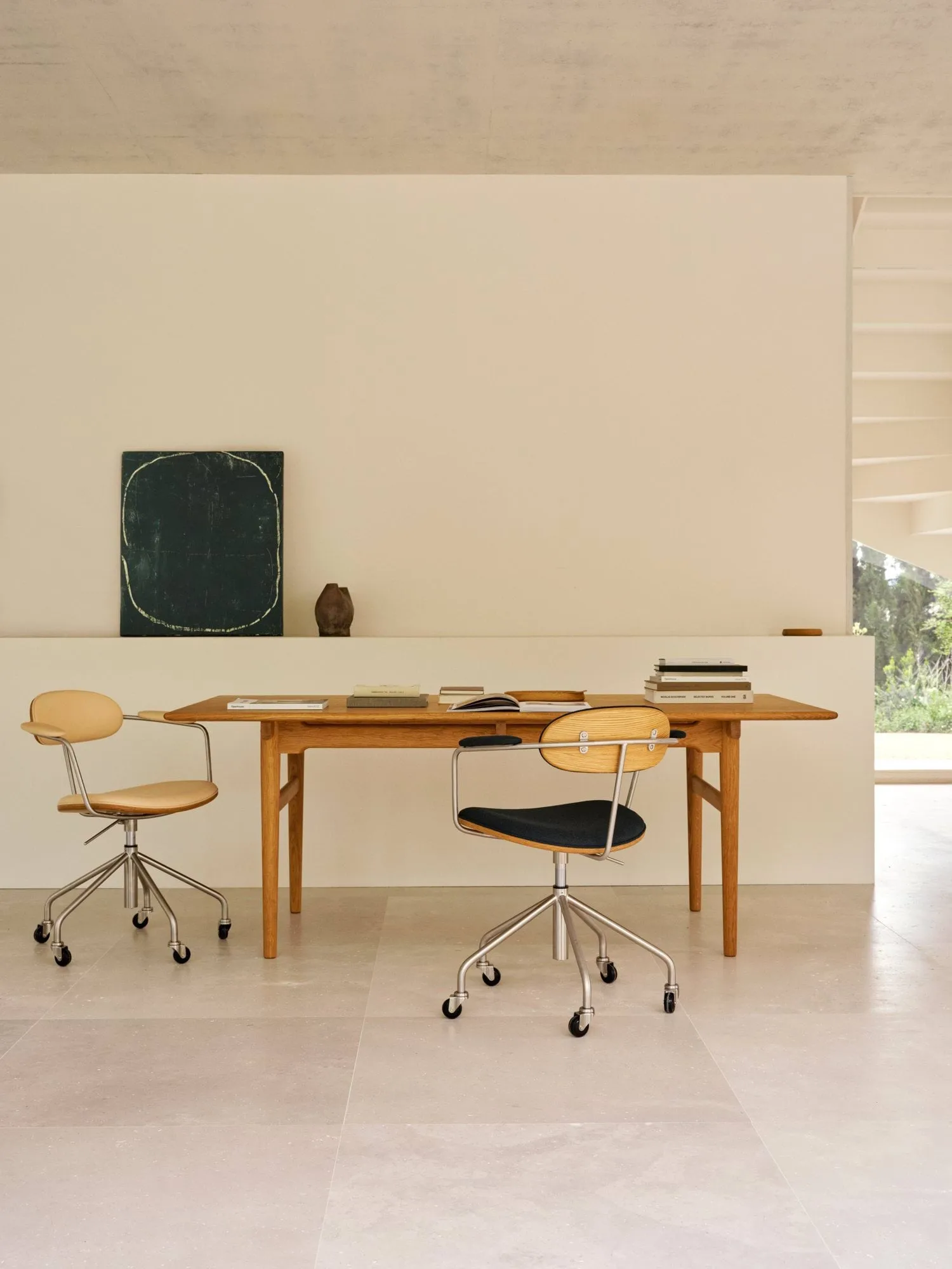 CH621 Swivel Chair snivestol, Stoff Vidar 1062 grønn-oljet eik Carl Hansen & Søn