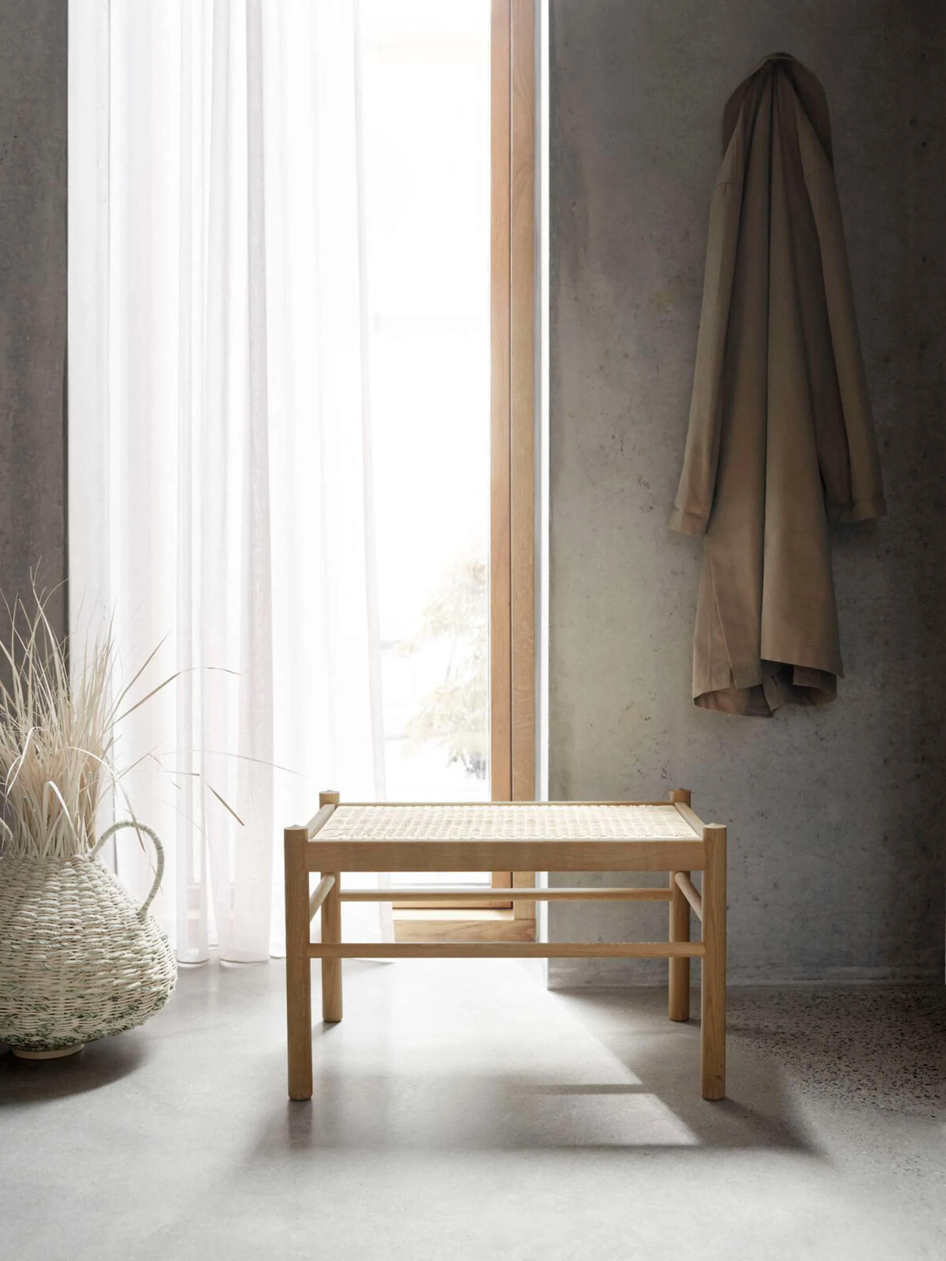 OW149F Colonial fotskammel, Thor 301 lær-oljet eik Carl Hansen & Søn