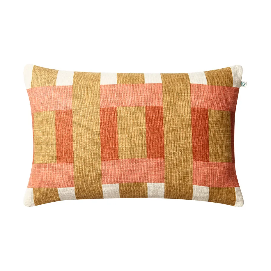 Benaras putetrekk, Khaki-rose-apricot orange, 40x60 cm Chhatwal & Jonsson