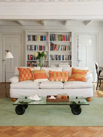 Benaras putetrekk - Khaki-rose-apricot orange, 40x60 cm - Chhatwal & Jonsson