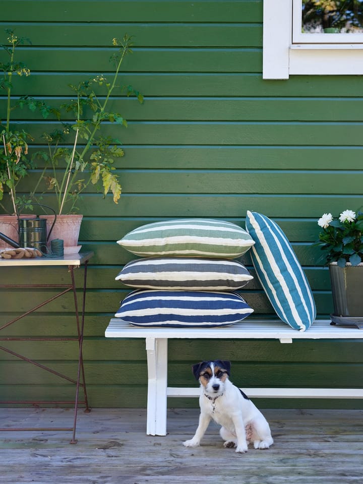 Block Stripe utendørspute 40x60 cm, Blue-off white Chhatwal & Jonsson