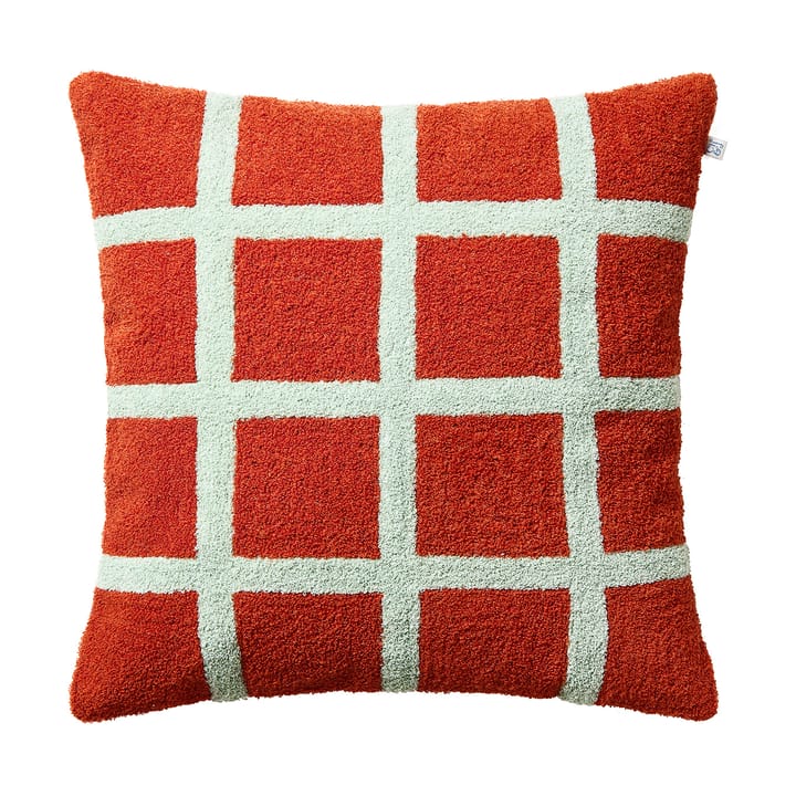Check putetrekk50x50 cm - Apricot orange - aqua - Chhatwal & Jonsson