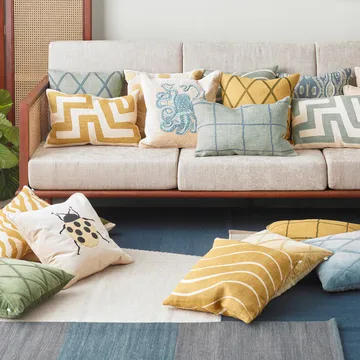 Circle putetrekk 50x50 cm - Beige-spicy yellow - Chhatwal & Jonsson