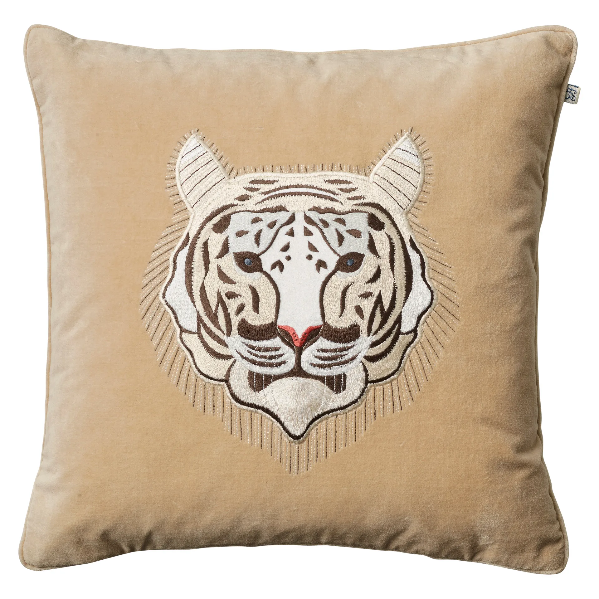 Embroidered Tiger putevar 50x50 cm, Beige Chhatwal & Jonsson