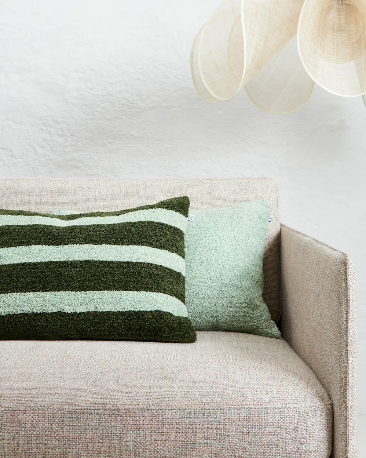 Stripe linen boucle putetrekk 40x60 cm, Cactus green - aqua Chhatwal & Jonsson