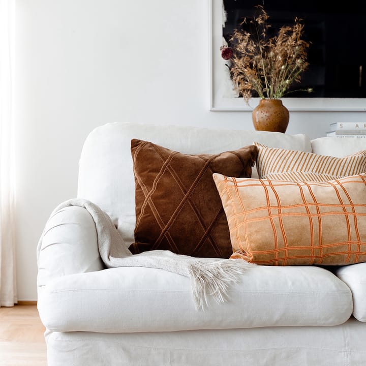 Tattersall putetrekk, sea blue/cognac, 60 x 40 cm  Chhatwal & Jonsson