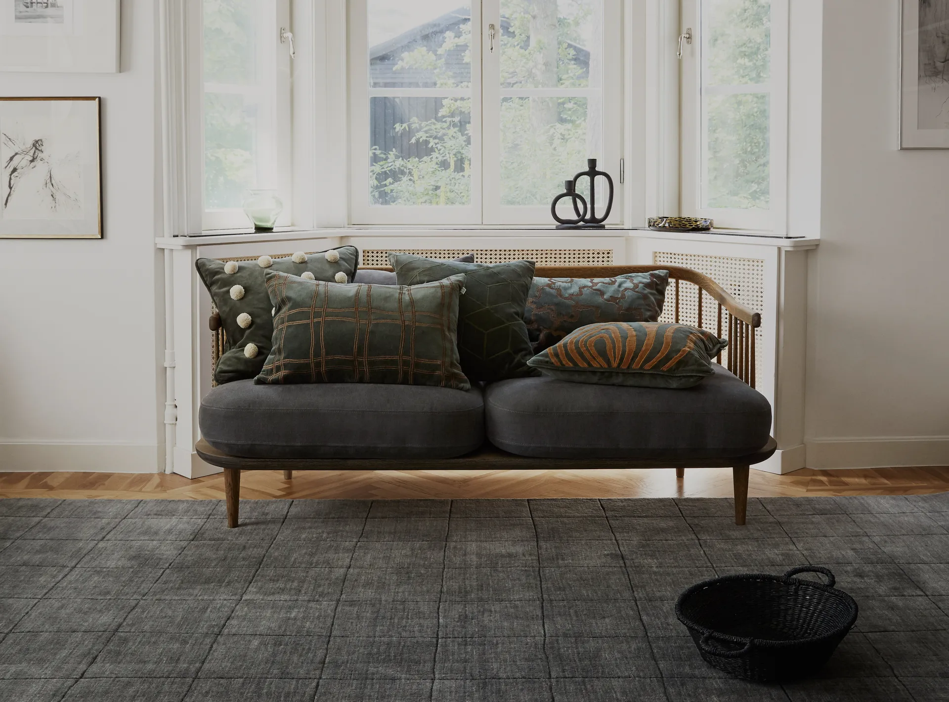 Tattersall putevar 40 x 60 cm, Forest green-cognac Chhatwal & Jonsson