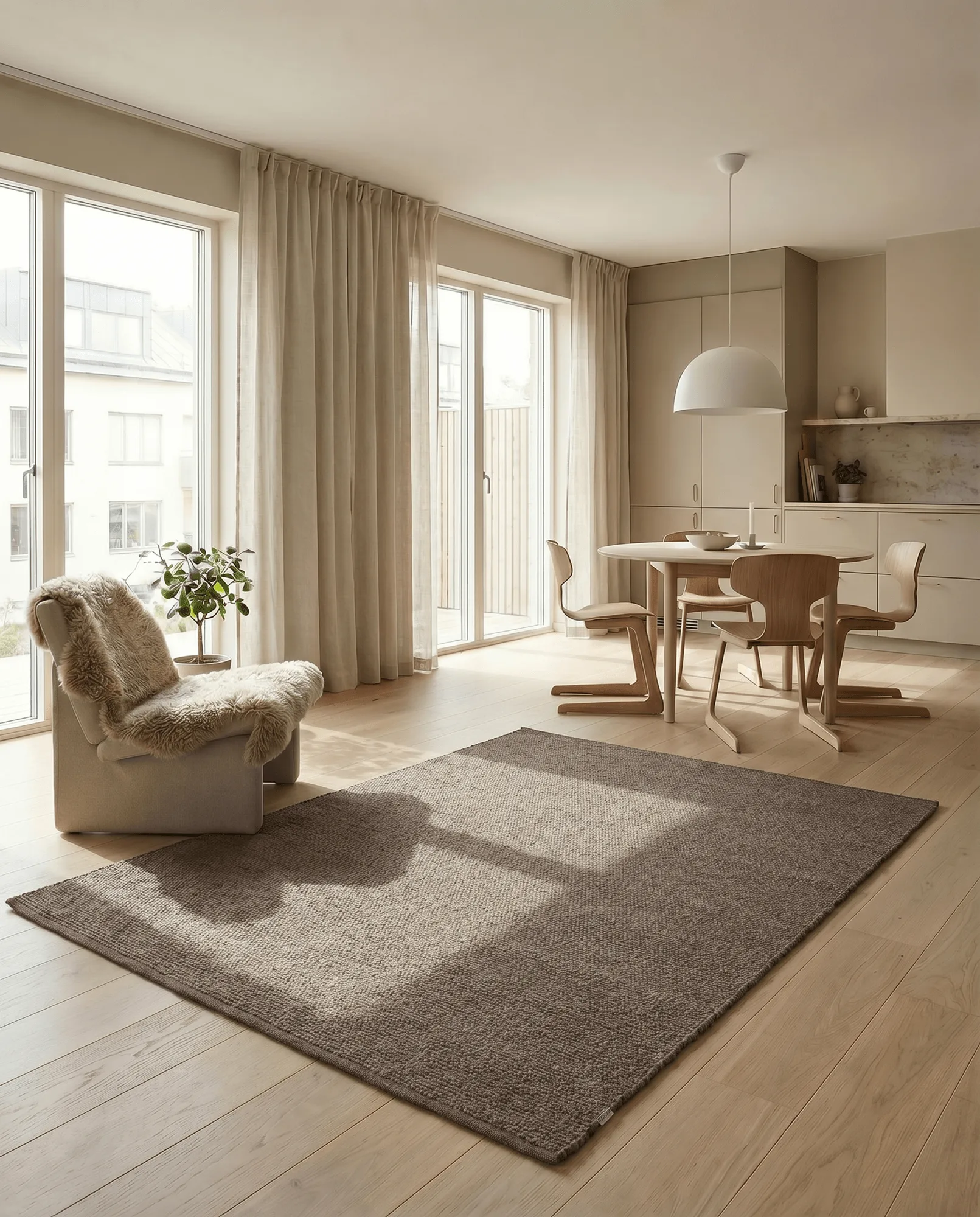 Merino ullteppe, Brun, 200x300 cm Classic Collection