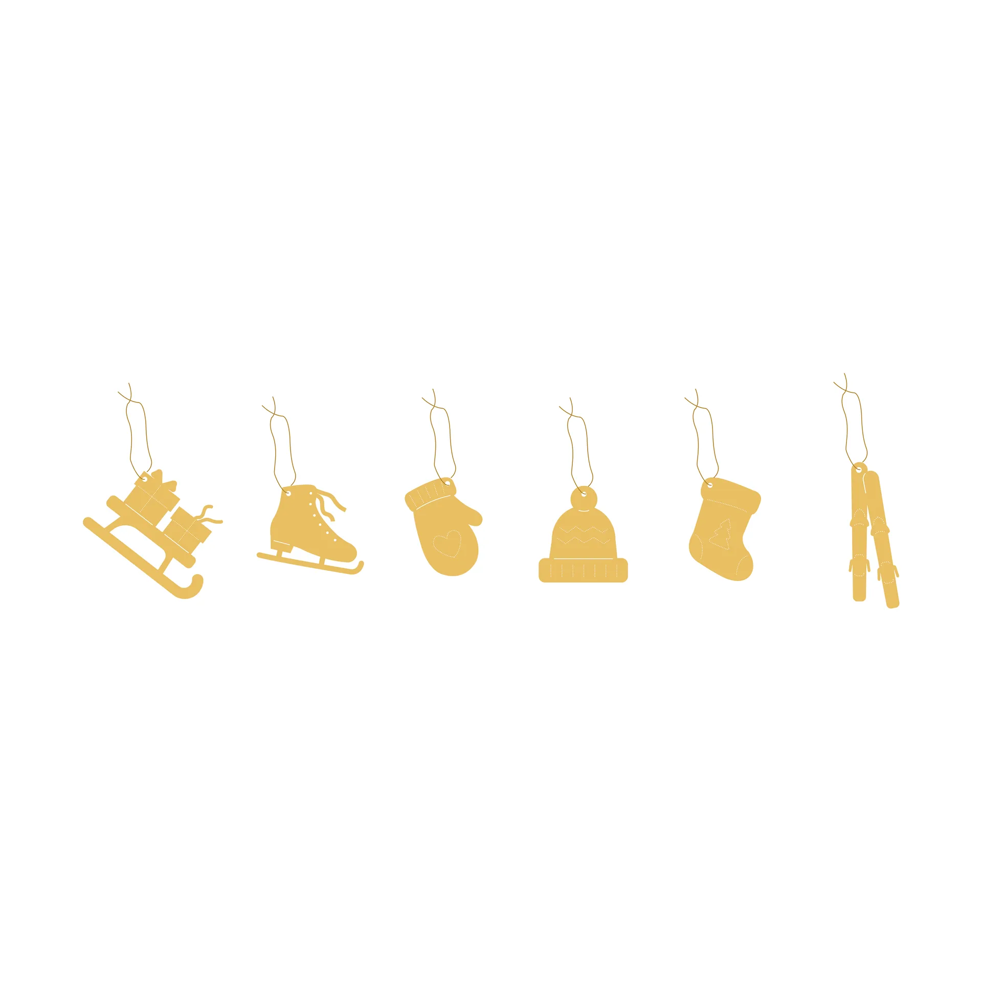 Deco Winter activities juleheng 6 deler, Messing Cooee Design