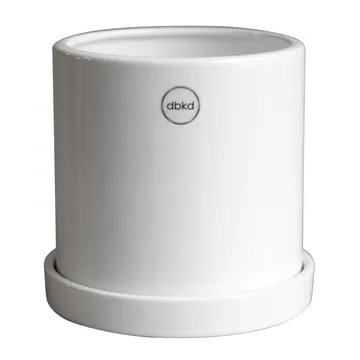 Grow krukke Ø13 cm med fat - Shiny white - DBKD