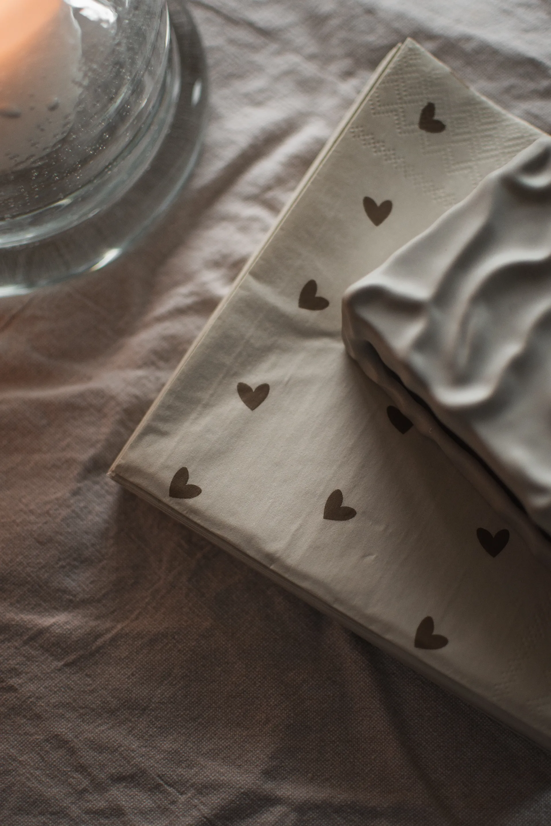 Heart pappersserviett 33x33 cm 20-pakk, Brown-beige DBKD