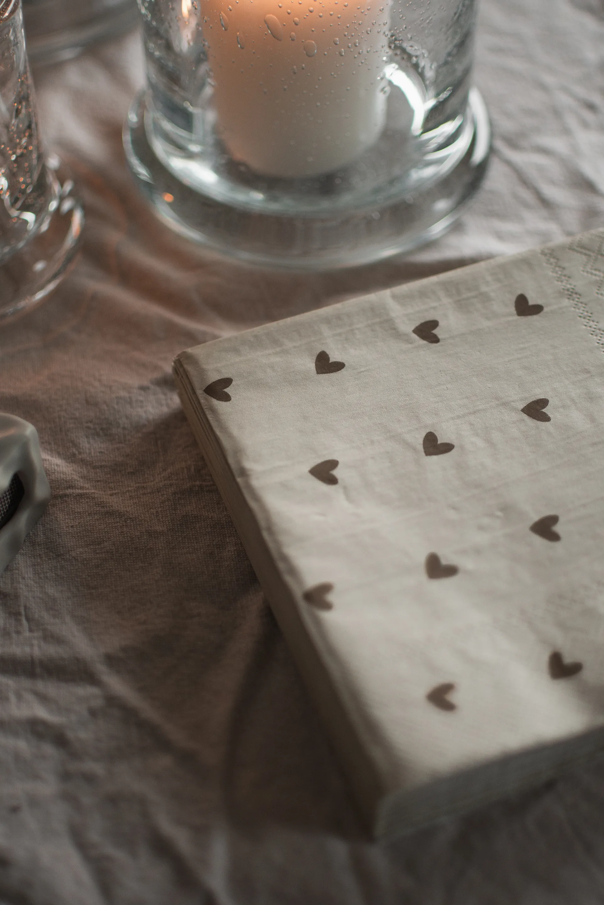 Heart pappersserviett 33x33 cm 20-pakk, Brown-beige DBKD