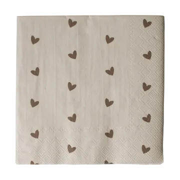 Heart pappersserviett 33x33 cm 20-pakning - Brown-beige - DBKD