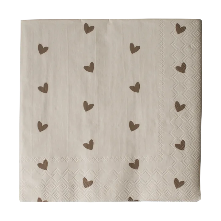 Heart pappersserviett 33x33 cm 20-pakning - Brown-beige - DBKD