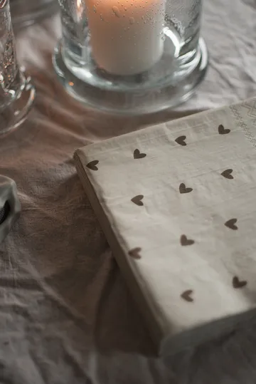 Heart pappersserviett 33x33 cm 20-pakning - Brown-beige - DBKD