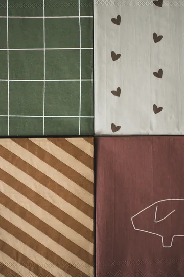 Heart pappersserviett 33x33 cm 20-pakning - Brown-beige - DBKD