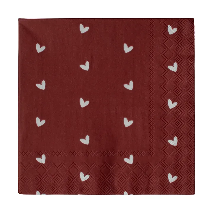 Heart pappersserviett 33x33 cm 20-pakning - Dark red - DBKD