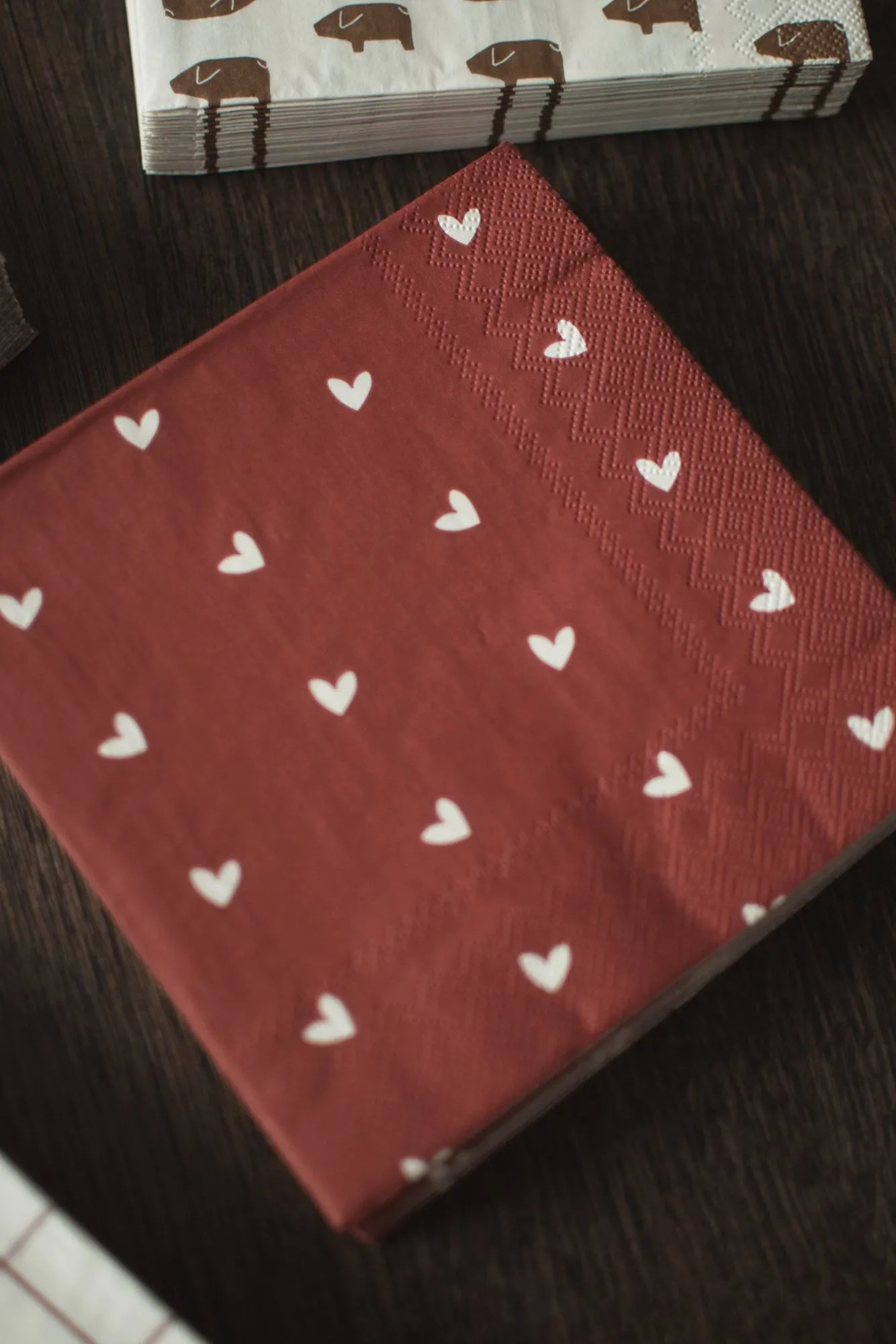 Heart pappersserviett 33x33 cm 20-pakning, Dark red DBKD