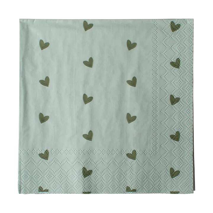 Heart pappersserviett 33x33 cm 20-pakning - Green - DBKD